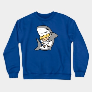 Shark Pup Morgan & Their Doll (Light Tones, Pigtails, Romper) Crewneck Sweatshirt